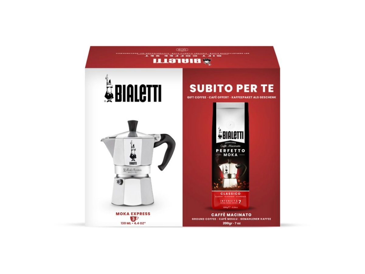 Bialetti - Gjafasett Mokkakanna (3 bolla) + Kaffi