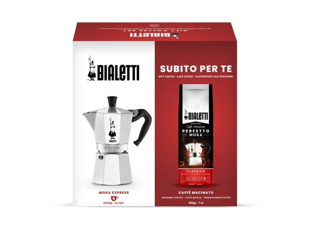 Bialetti - Gjafasett Mokkakanna (6 bolla) + Kaffi