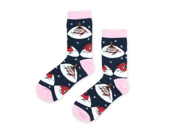 Múmínsokkar 36-42 Mía Litla Snjór Navy/Pink
