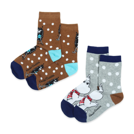 Moomin - Barnasokkar 2pack 37-39 Moomin Brown & Grey