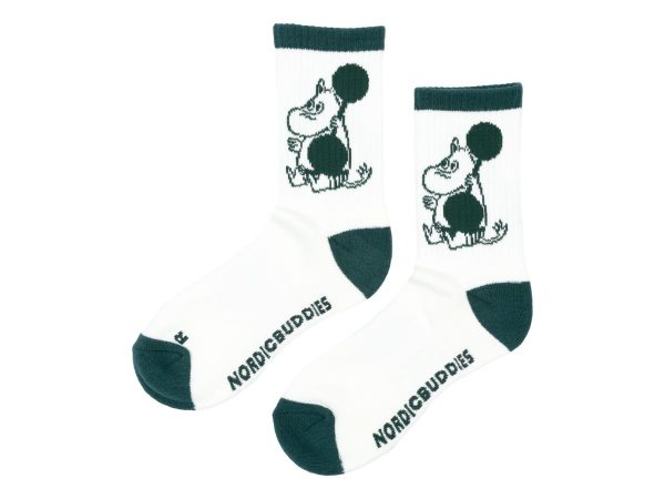 Múmínsokkar 36-42 Sport Moomintroll White/Dark Green