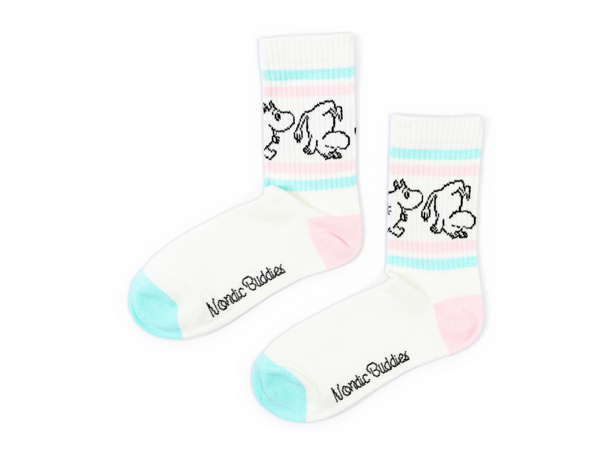 Múmínsokkar 36-42 Retro White/Turquoise&Pink