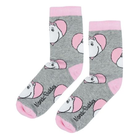 Múmínsokkar 36-42 Moomintroll Heart Grey/Pink