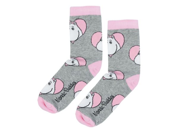 Múmínsokkar 36-42 Moomintroll Heart Grey/Pink