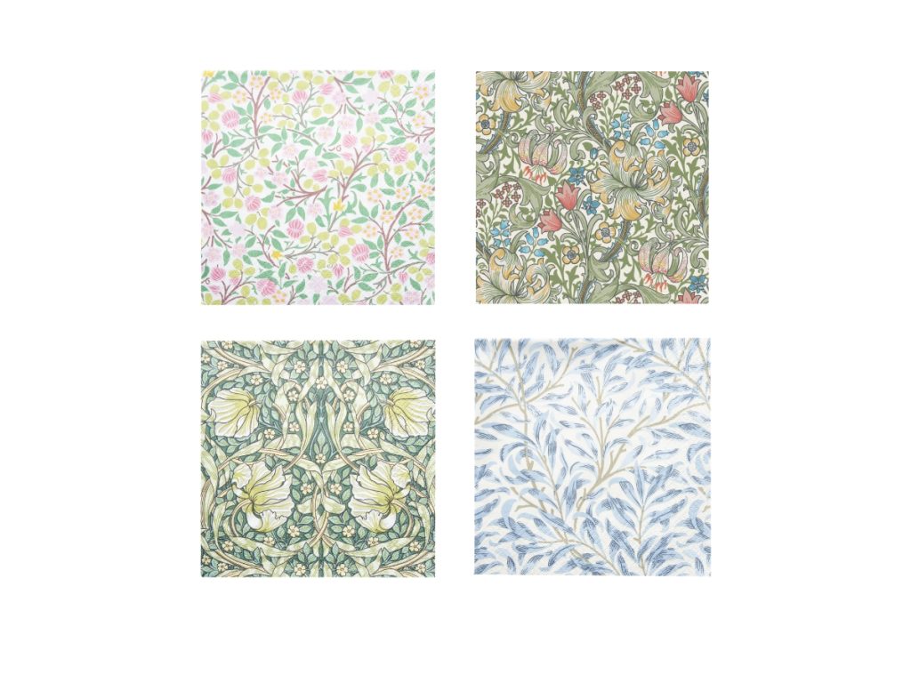Havi - Servíettur Litlar William Morris Green & Pink