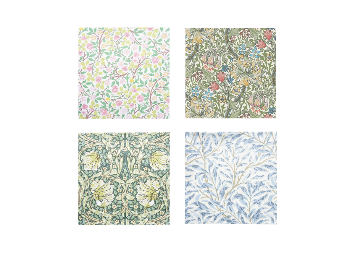 Havi - Servíettur Litlar William Morris Green & Pink